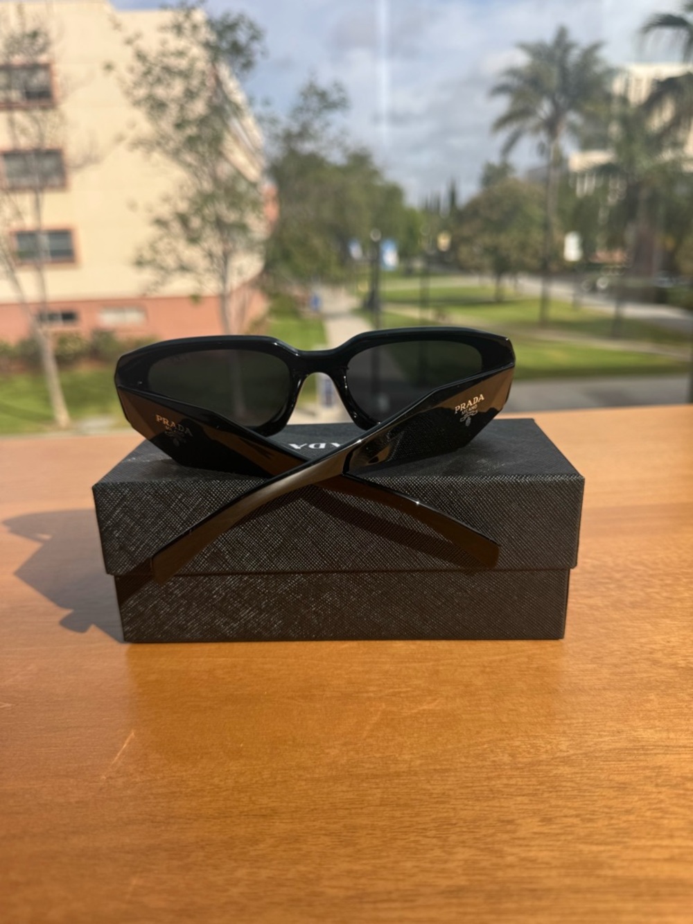 Prada Black Oversized Rectangular Men's Sunglasses - Picture 3 of 5